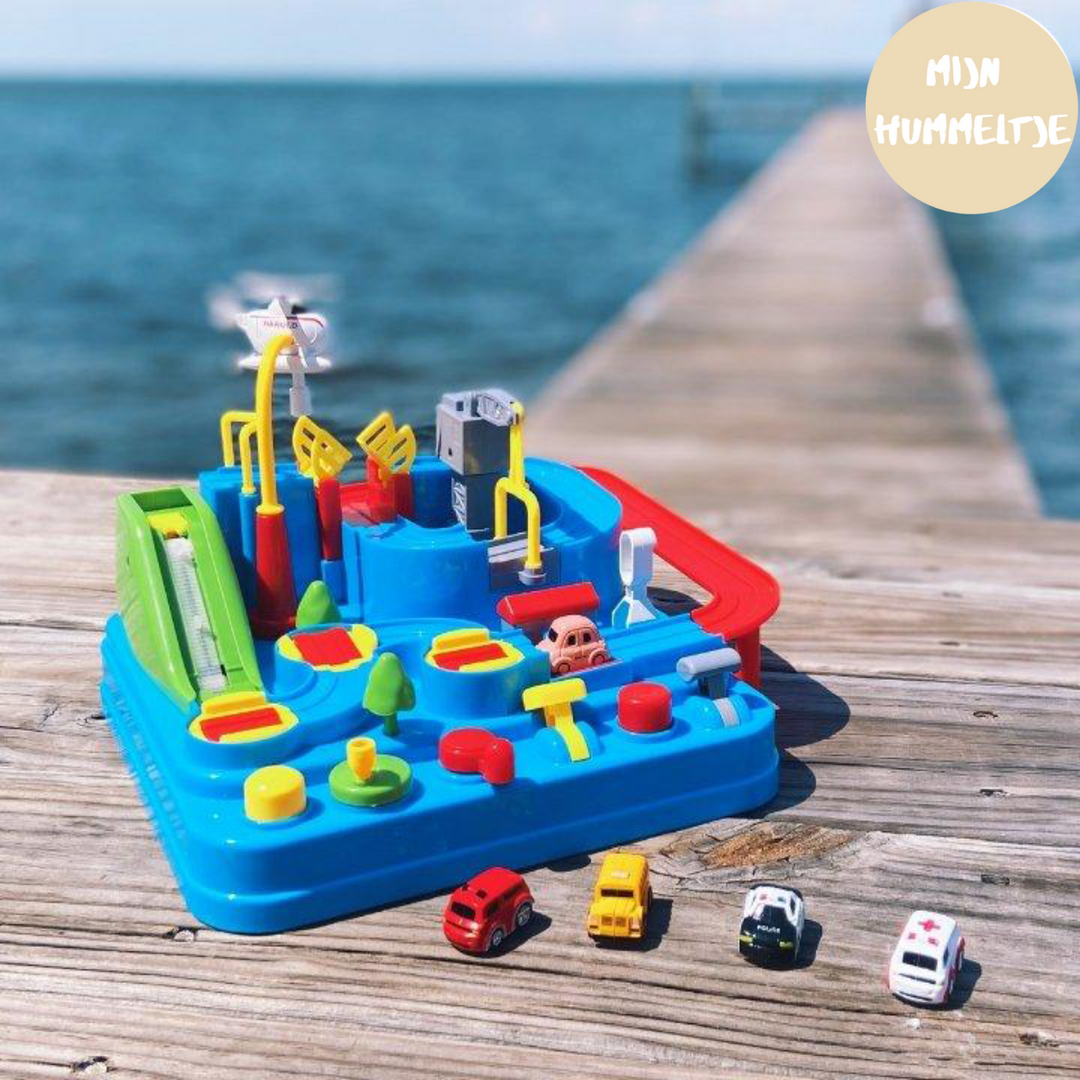 Educational toy car adventure track for toddlers and young children