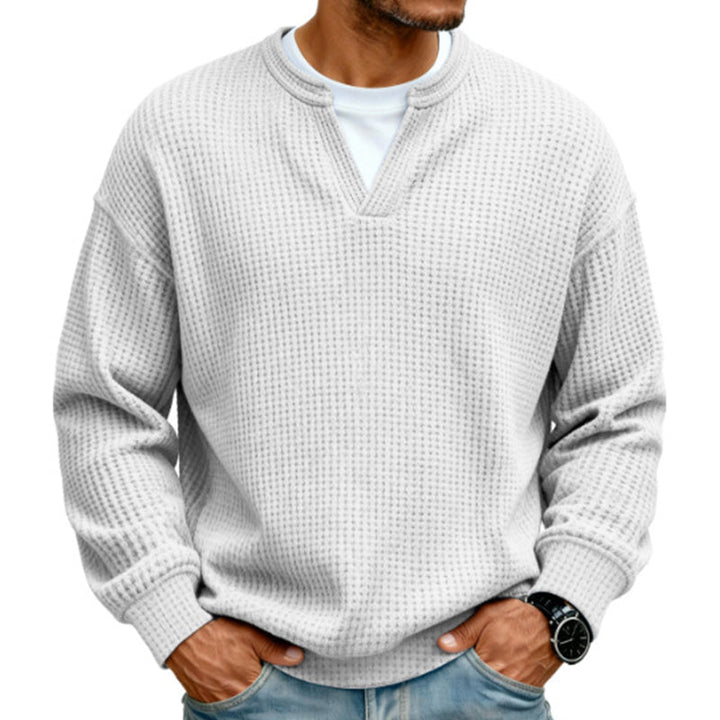 Mens layered look t-shirt featuring comfortable thermal waffle material