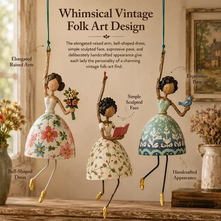 Handcrafted whimsical decor hanging figurine for indoor and outdoor use