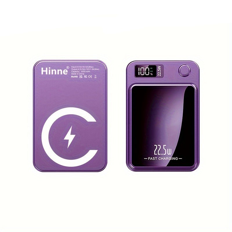 Back view of a smartphone securely mounted on the magnetic power bank