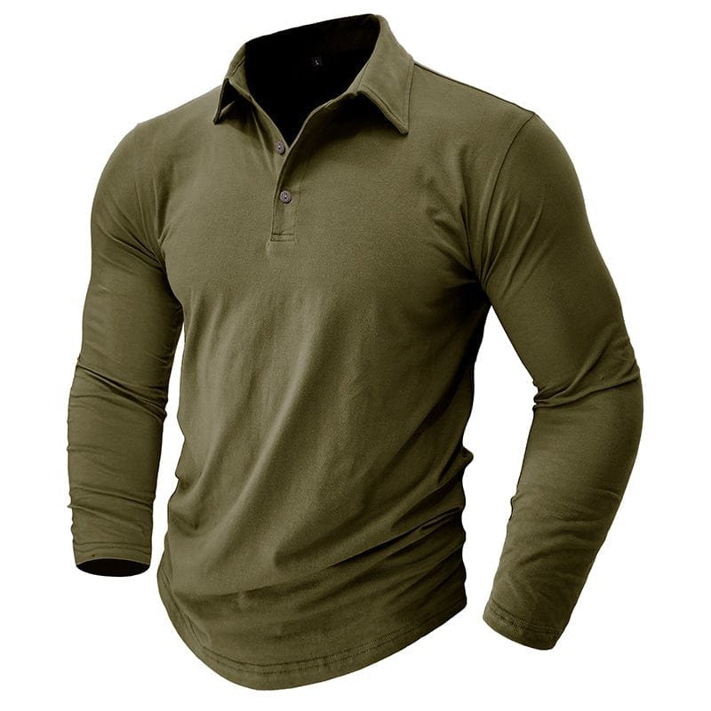 Comfortable clothing essential: men's polo shirt shown in a lifestyle setting.