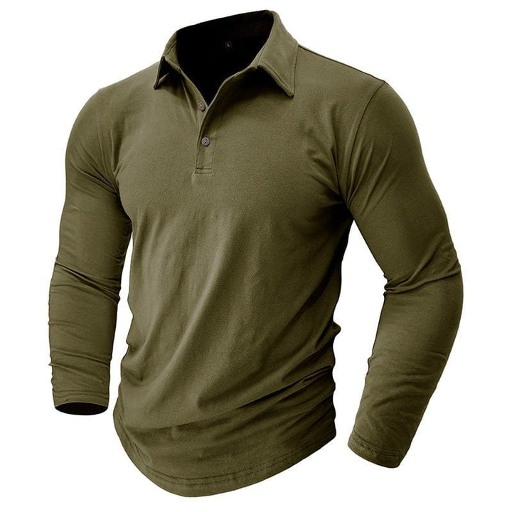 Comfortable clothing essential: men's polo shirt shown in a lifestyle setting.
