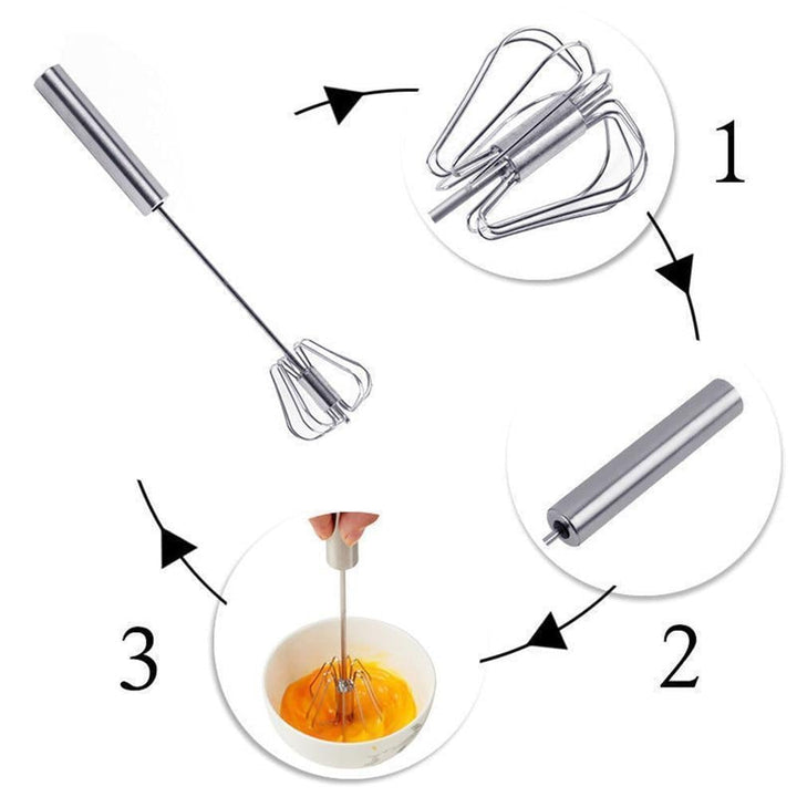 Durable metal kitchen whisk top view of the handle loop