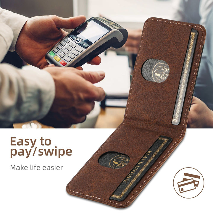 Universal leather phone case with MagSafe compatibility and card holder