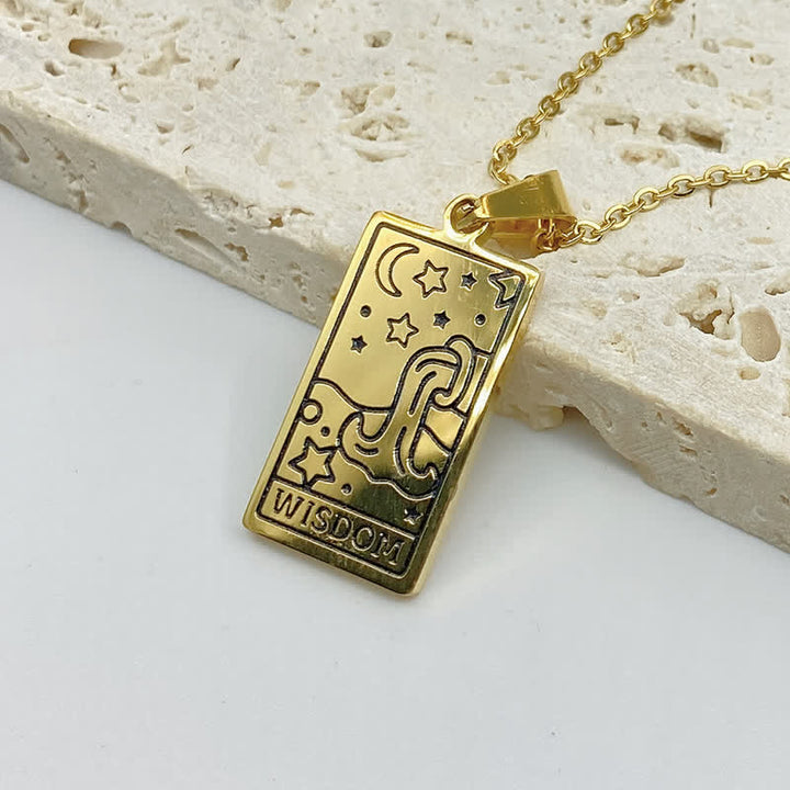 Silver spiritual tarot necklace with delicate link chain