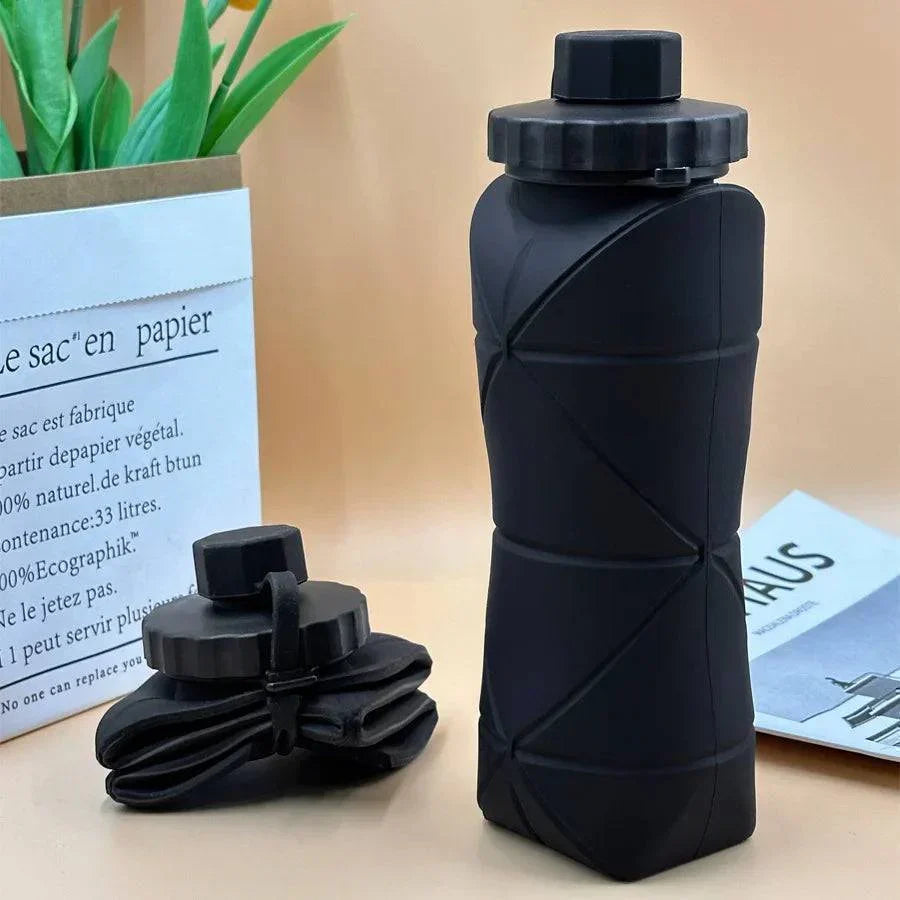 Eco friendly silicone bottle showing textured grip and leak proof cap