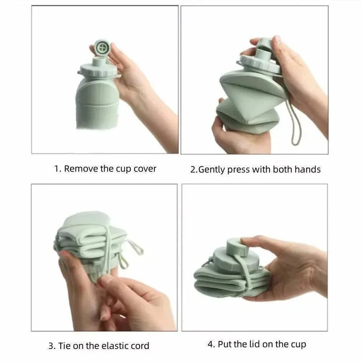 Outdoor gear silicone bottle standing upright with carabiner attachment