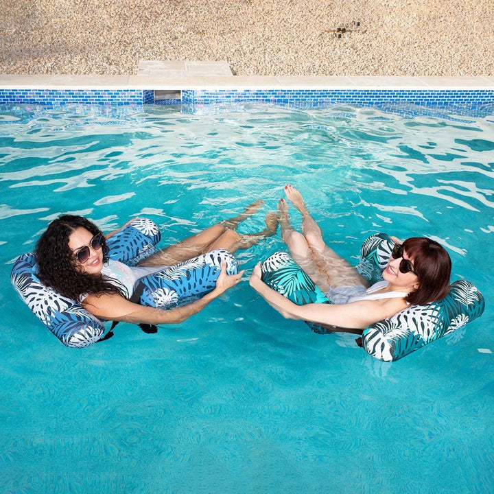 Durable inflatable float used as a relaxing water lounge at the beach
