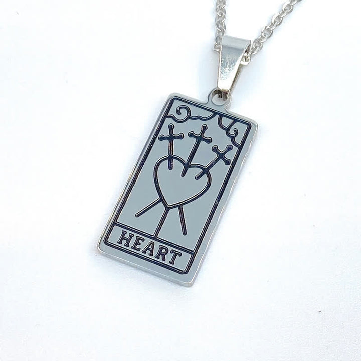 Tarot card pendant necklace styled on a mannequin for women