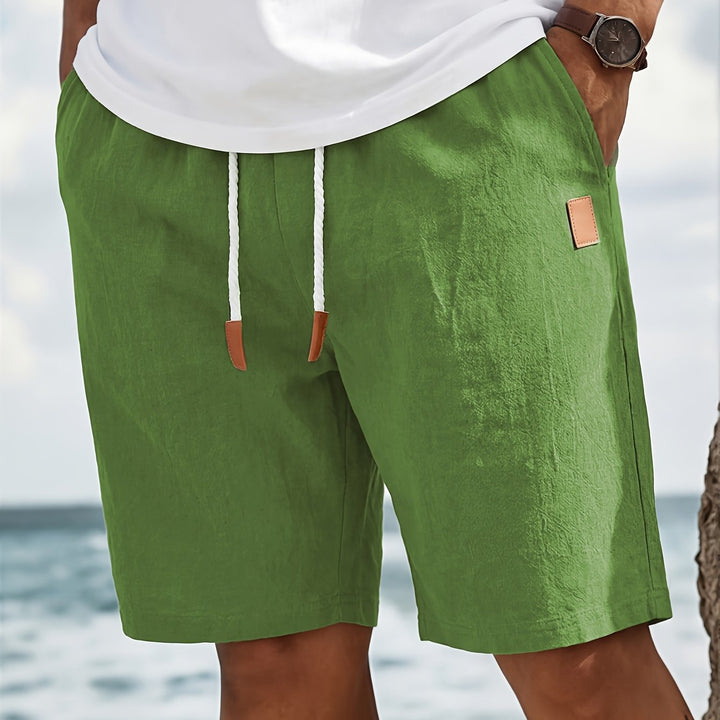 Waistband and drawstring detail of mens shorts