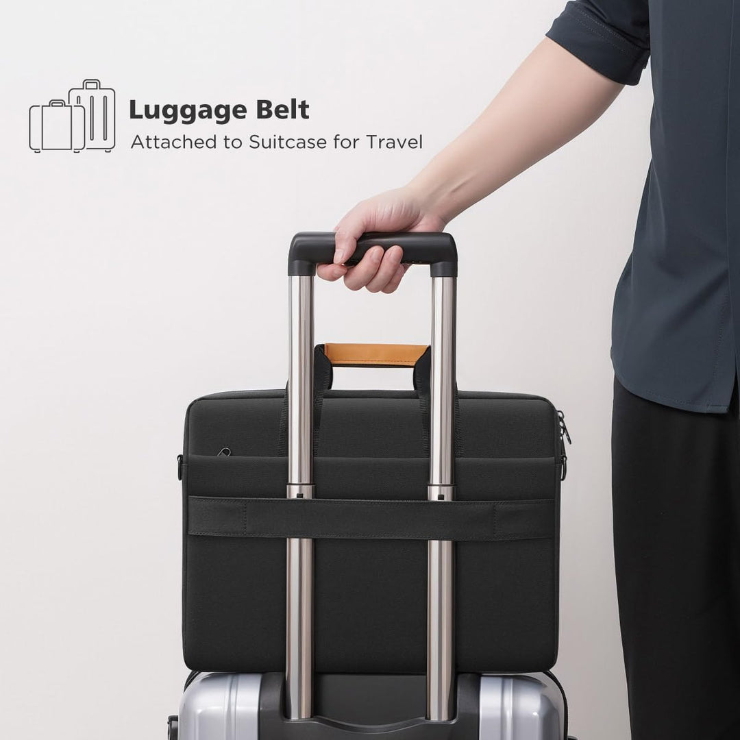 Business bag open view showing expansive main storage capacity.