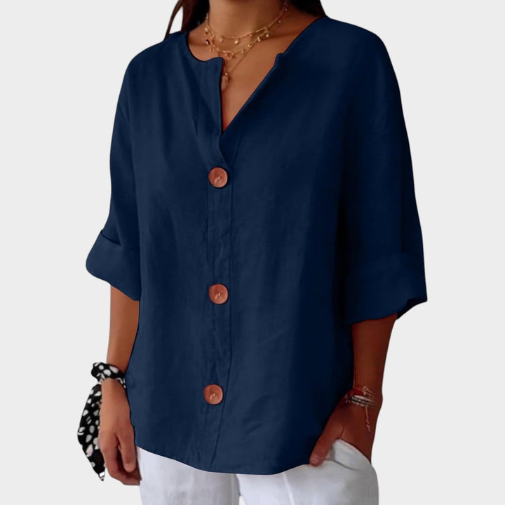 Relaxed fit casual linen shirt designed for everyday women wear and comfort
