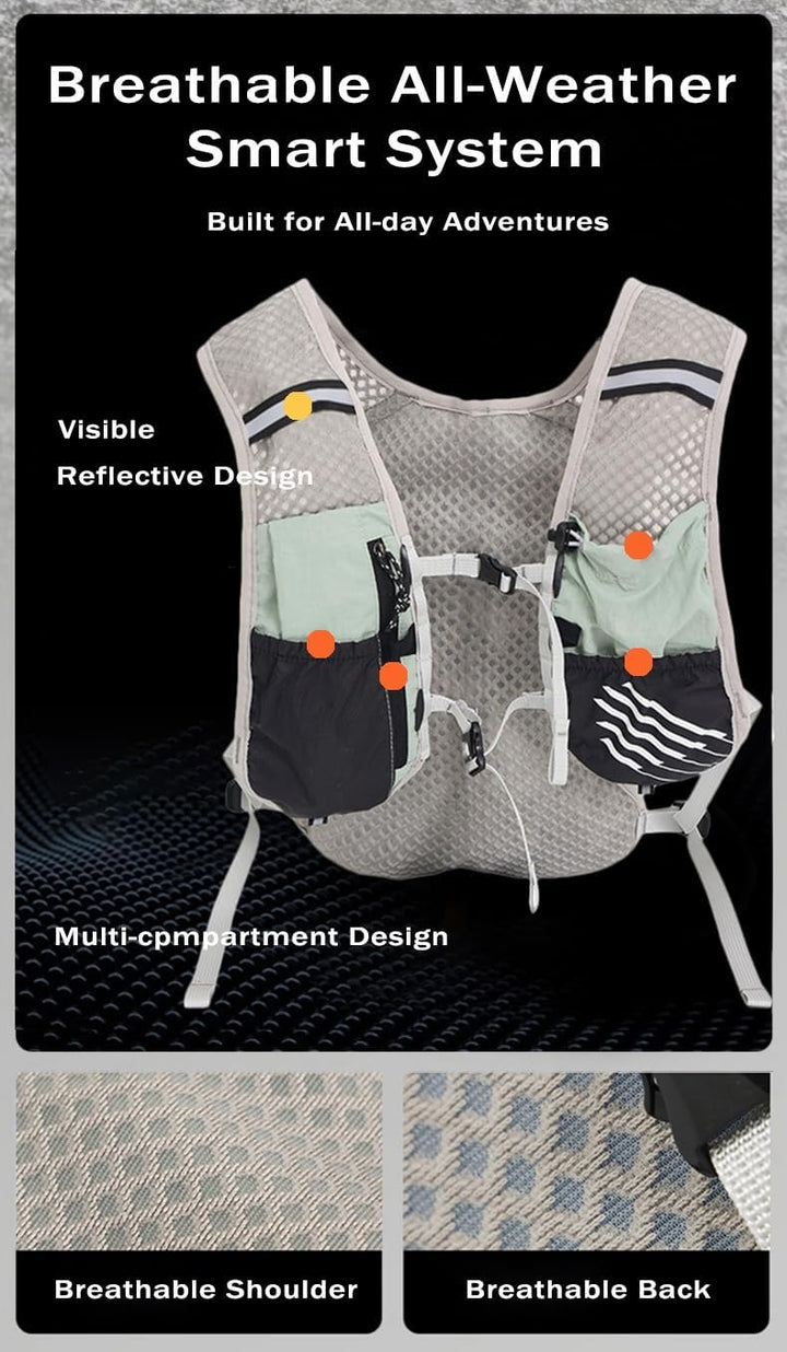 Anti-chafe binding edges on sports accessories running pack