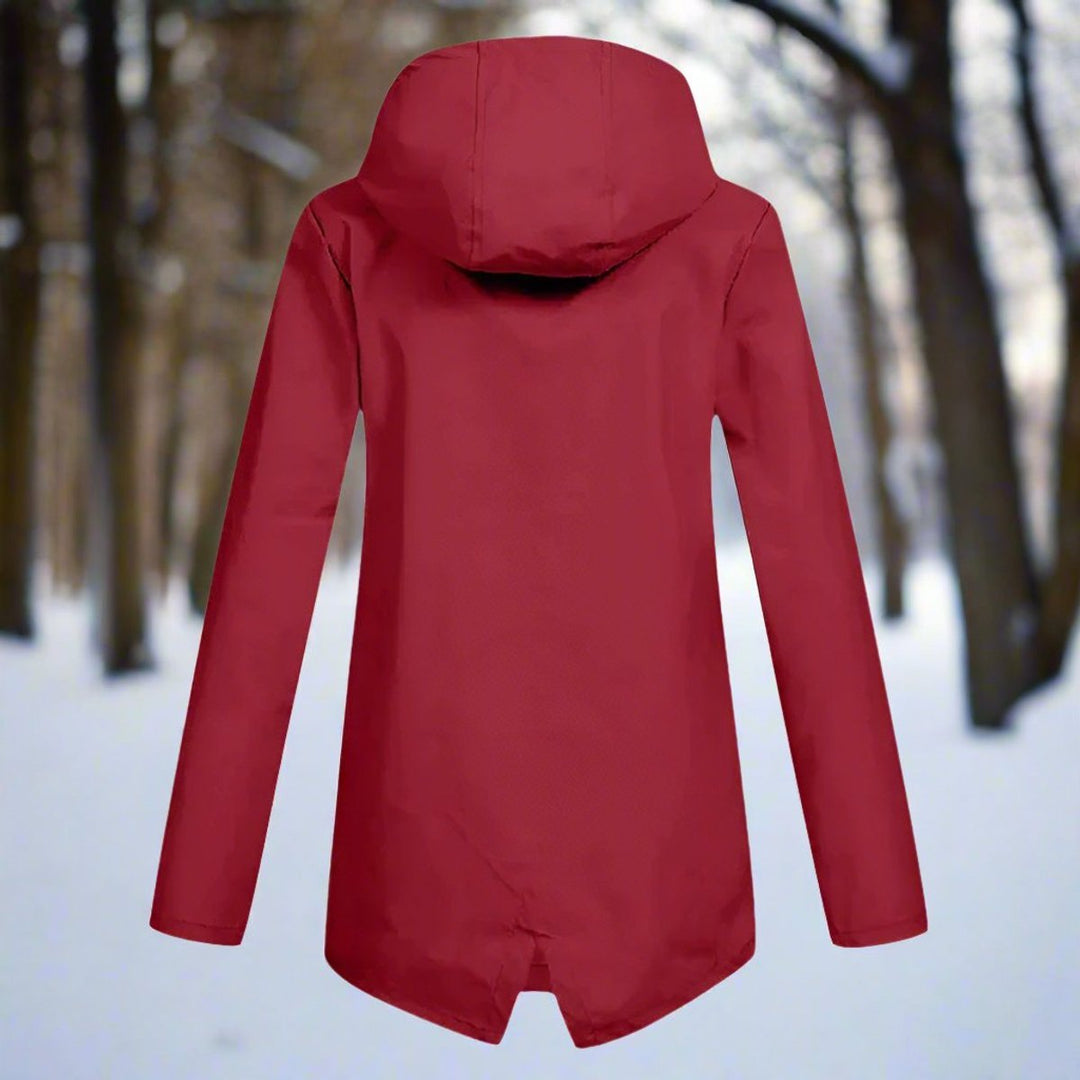 Interior breathable mesh lining of the women's weatherproof coat