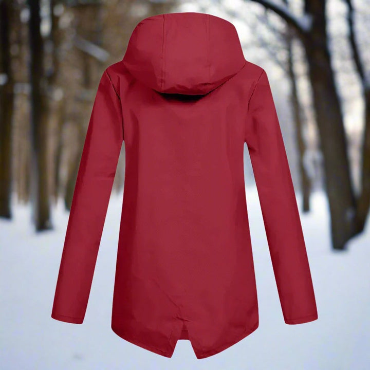 Interior breathable mesh lining of the women's weatherproof coat