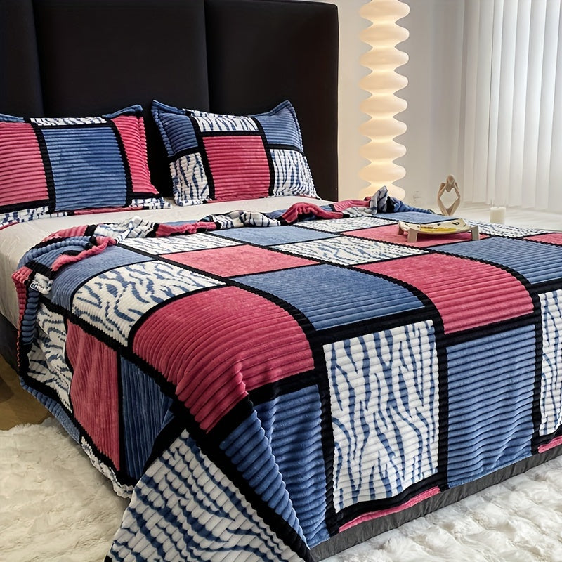 Plush fleece throw blanket draped gracefully over a modern living room sofa