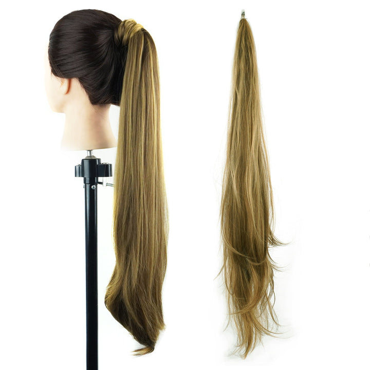 Synthetic curly hair extension with secure wrap-around design