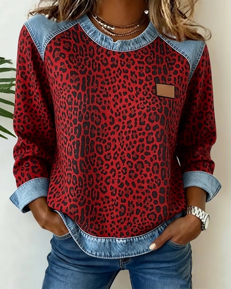 Close-up fabric texture of women's leopard print knit sweater