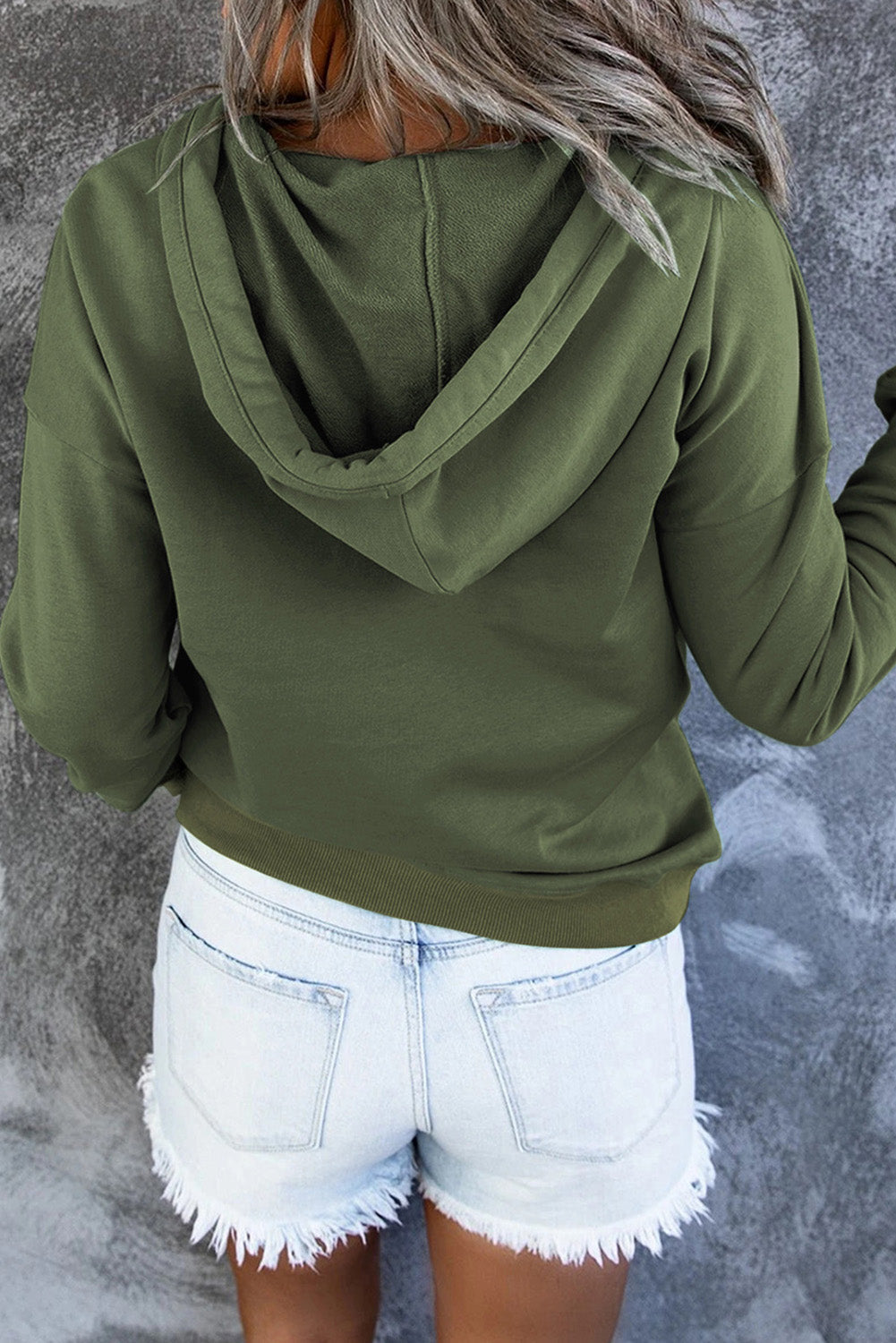 Long sleeve cosy hooded sweater in rich green color