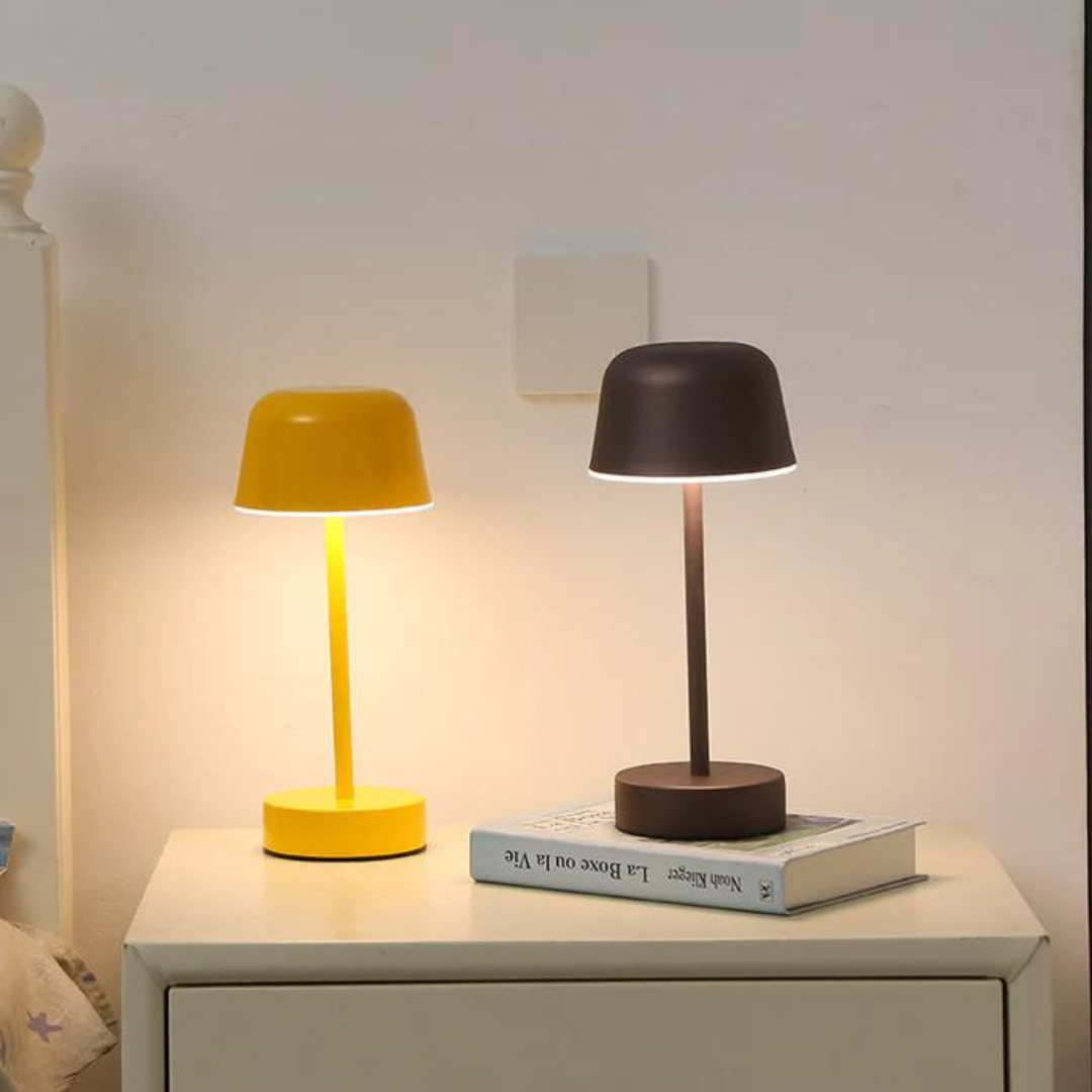 Close-up of sleek LED desk lamp control interface and modern minimalist design