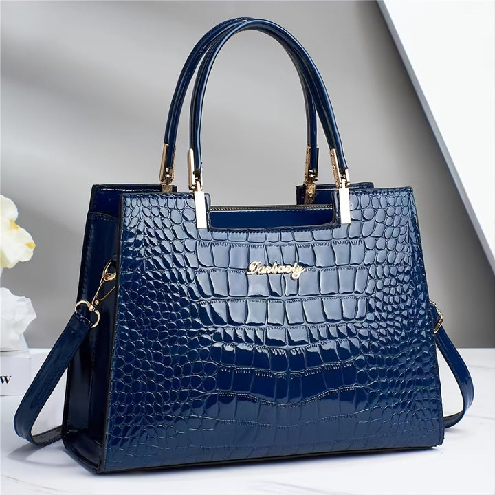 Model wearing a stylish women's shoulder bag and crossbody accessory