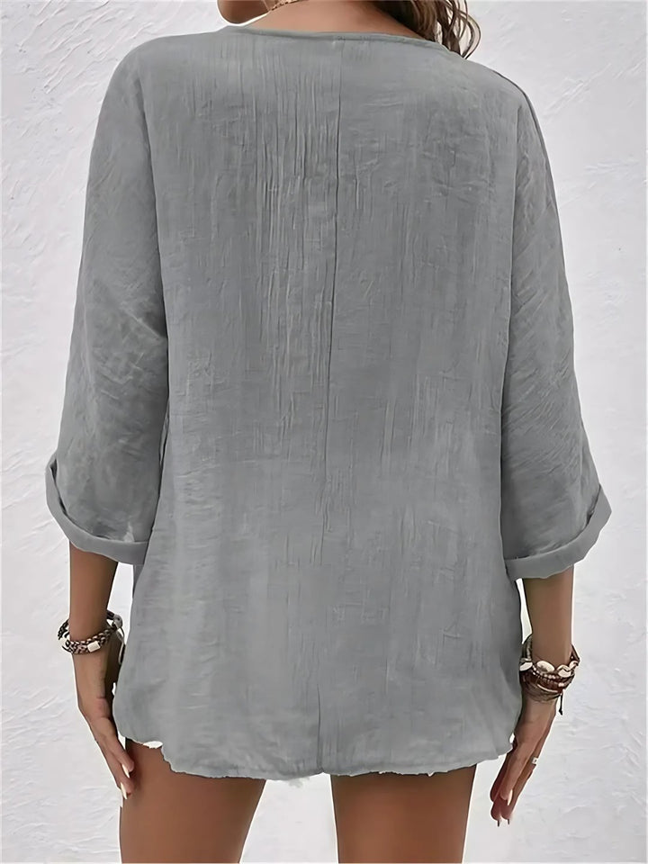 Sleeve and cuff detail of breezy day summer top