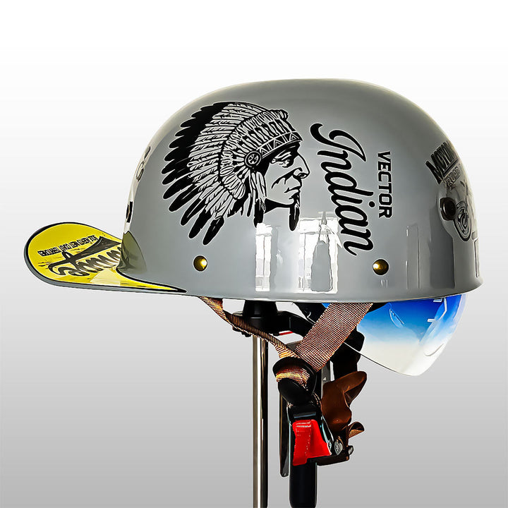 Close up shot highlighting quick release buckle on helmet