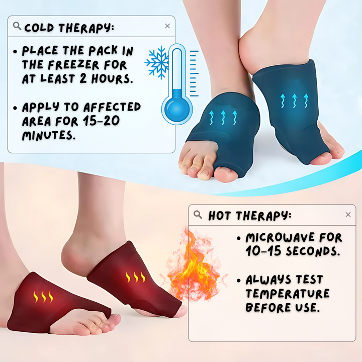 Unisex reusable foot and toe ice pack wrap for cold and hot therapy pain relief