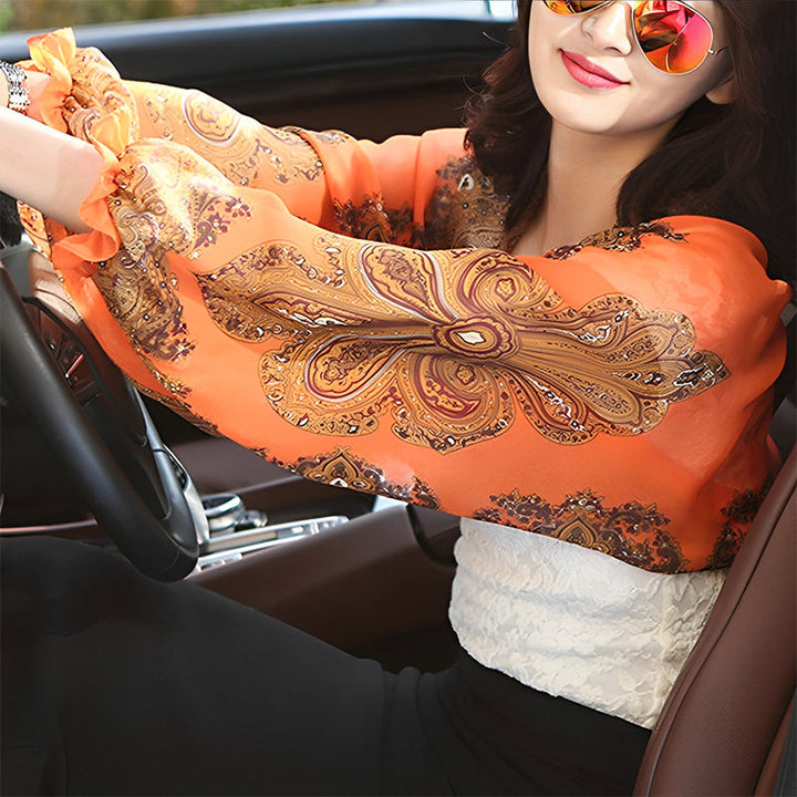 Womens sheer summer sleeve shawl closeup of breathable fabric