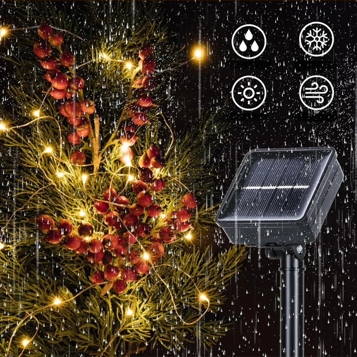 Energy-efficient garden lights casting a soft ambiance on outdoor seating