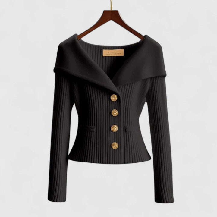 Jessulva | Women’s Ribbed Collar Cardigan