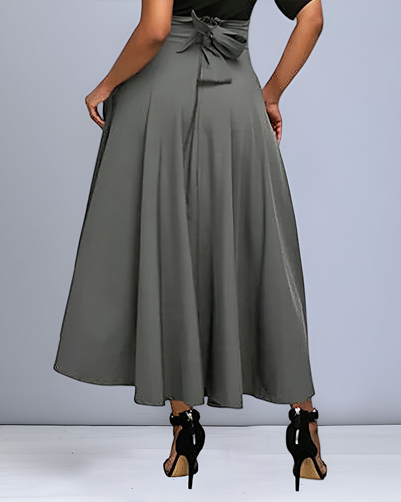 Casual high-waisted skirt for women featuring a versatile midi length
