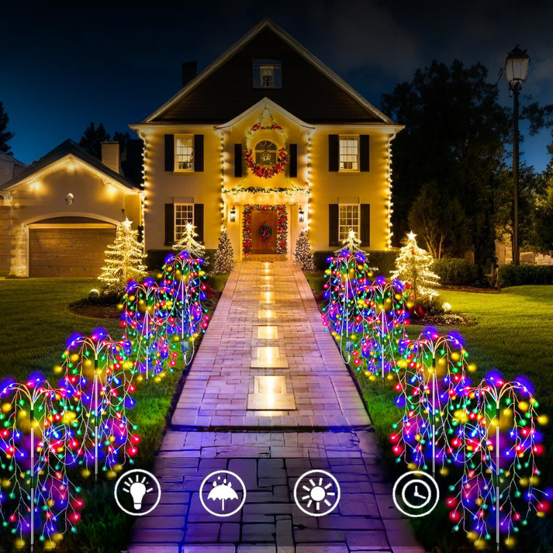 Close up of LED outdoor lighting and landscape lighting firework starburst bulbs