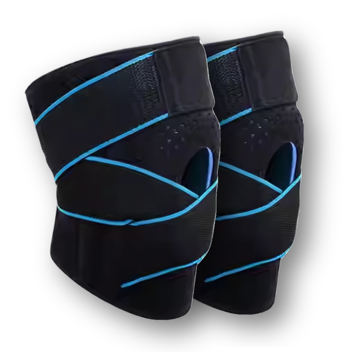 Close-up of breathable fabric on patella stabilising knee brace for pain relief