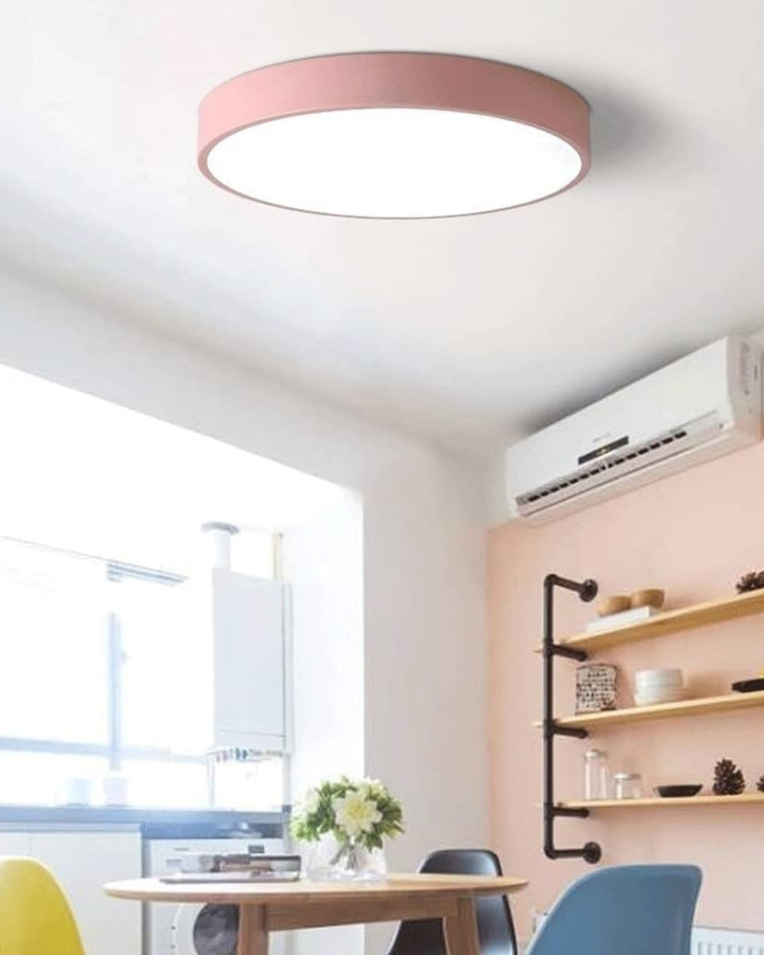Back mounting view and hardware of the flush mount LED ceiling lamp