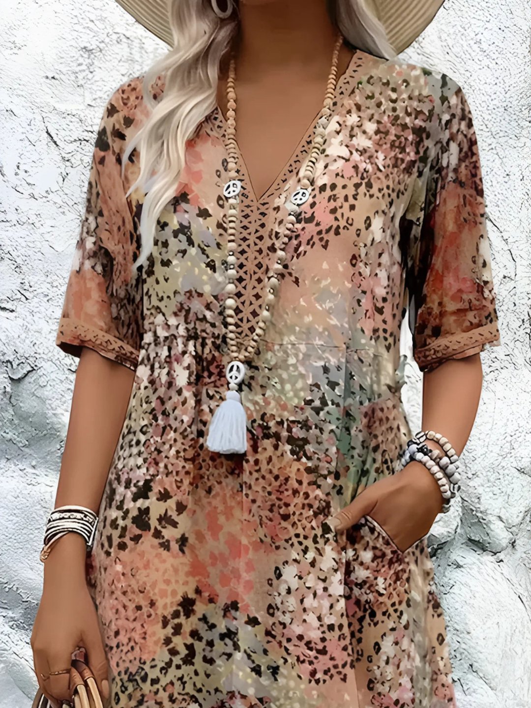 Back view of elegant women mid length dress highlighting chic casual dress design for summer