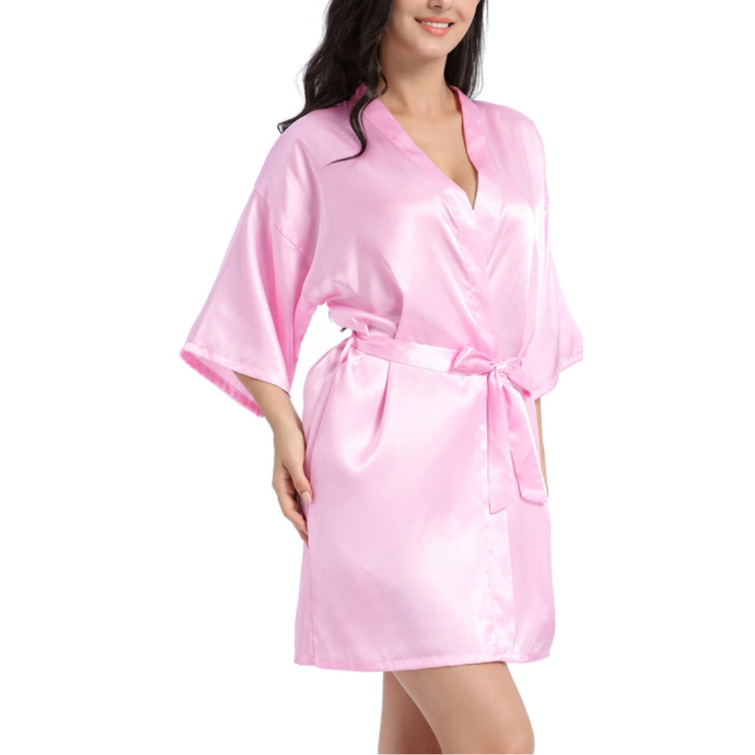 Bridal getting ready robe short floral kimono for wedding morning