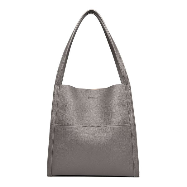 Stylish grey women's handbag displayed from a side angle for everyday use