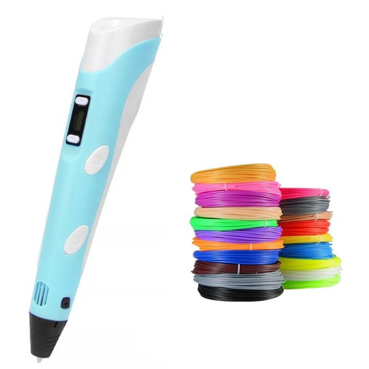 Complete set of 3d printing pen, filaments, and stencil guide