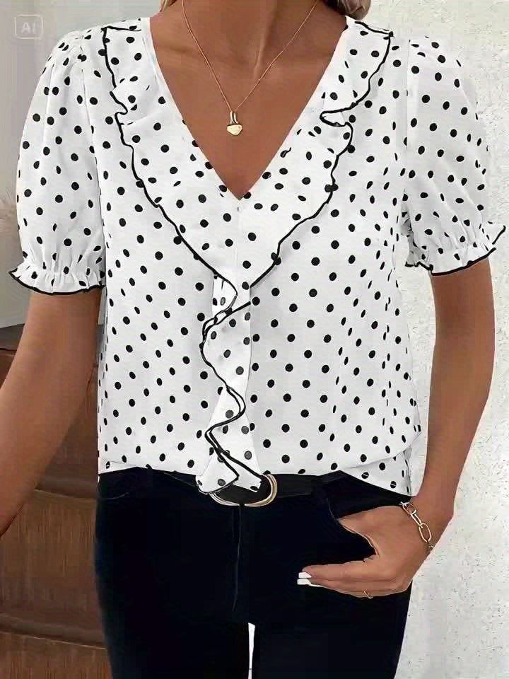 Back view of the chic casual wear bubble sleeve shirt