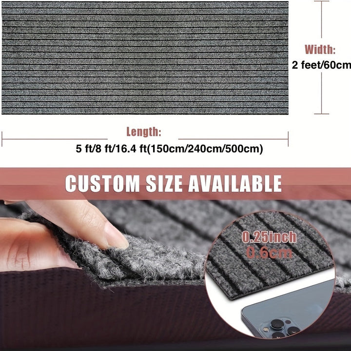 Non-slip washable hallway runner rug with modern striped pattern for indoor and outdoor use
