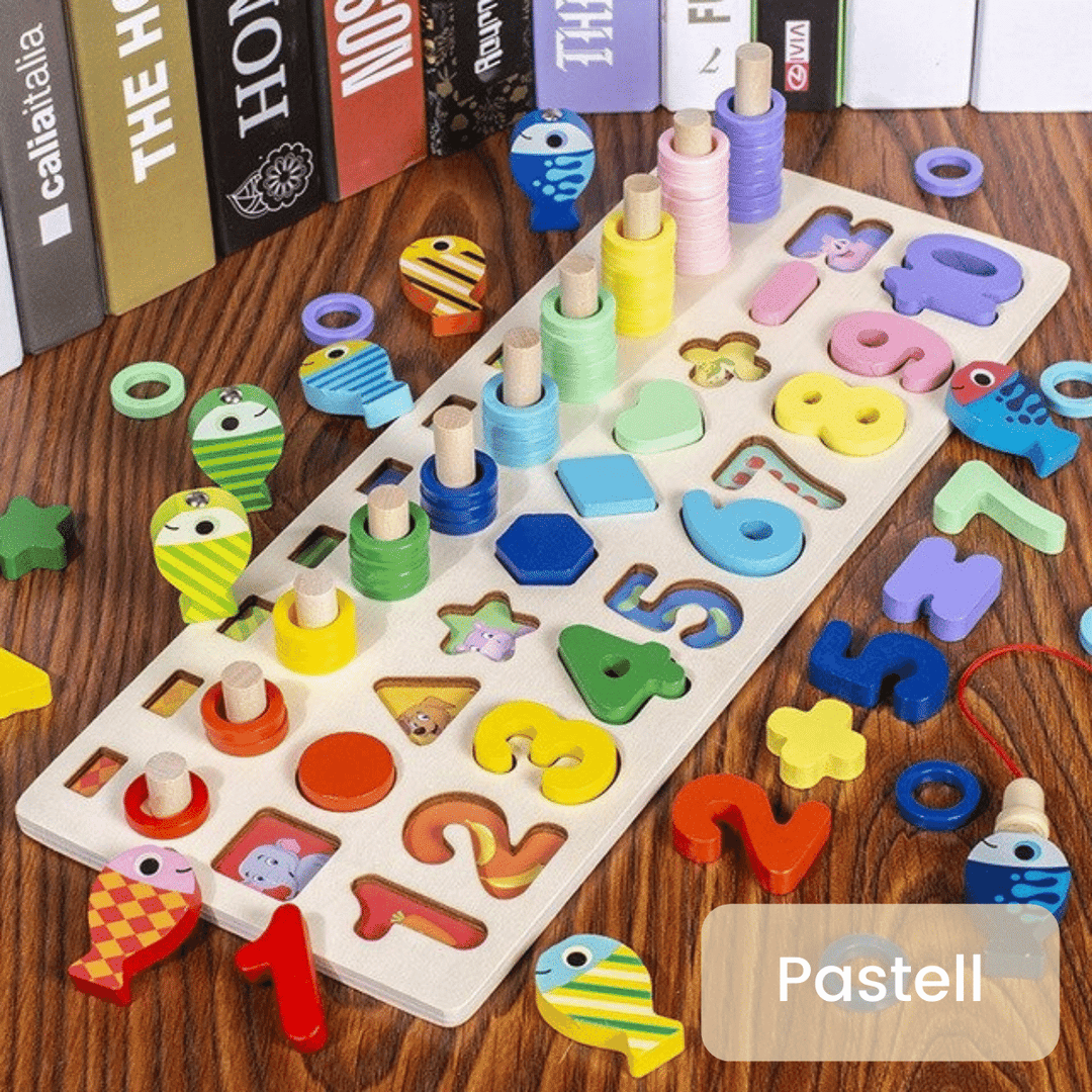 Complete wooden montessori learning board set with all interactive puzzle pieces