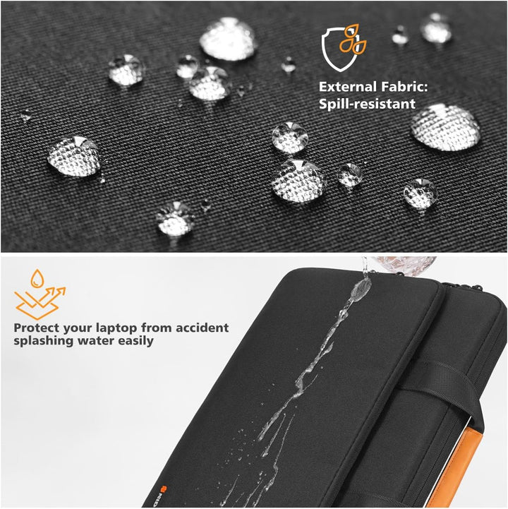 Water-resistant laptop shoulder bag lifestyle shot in an urban setting.
