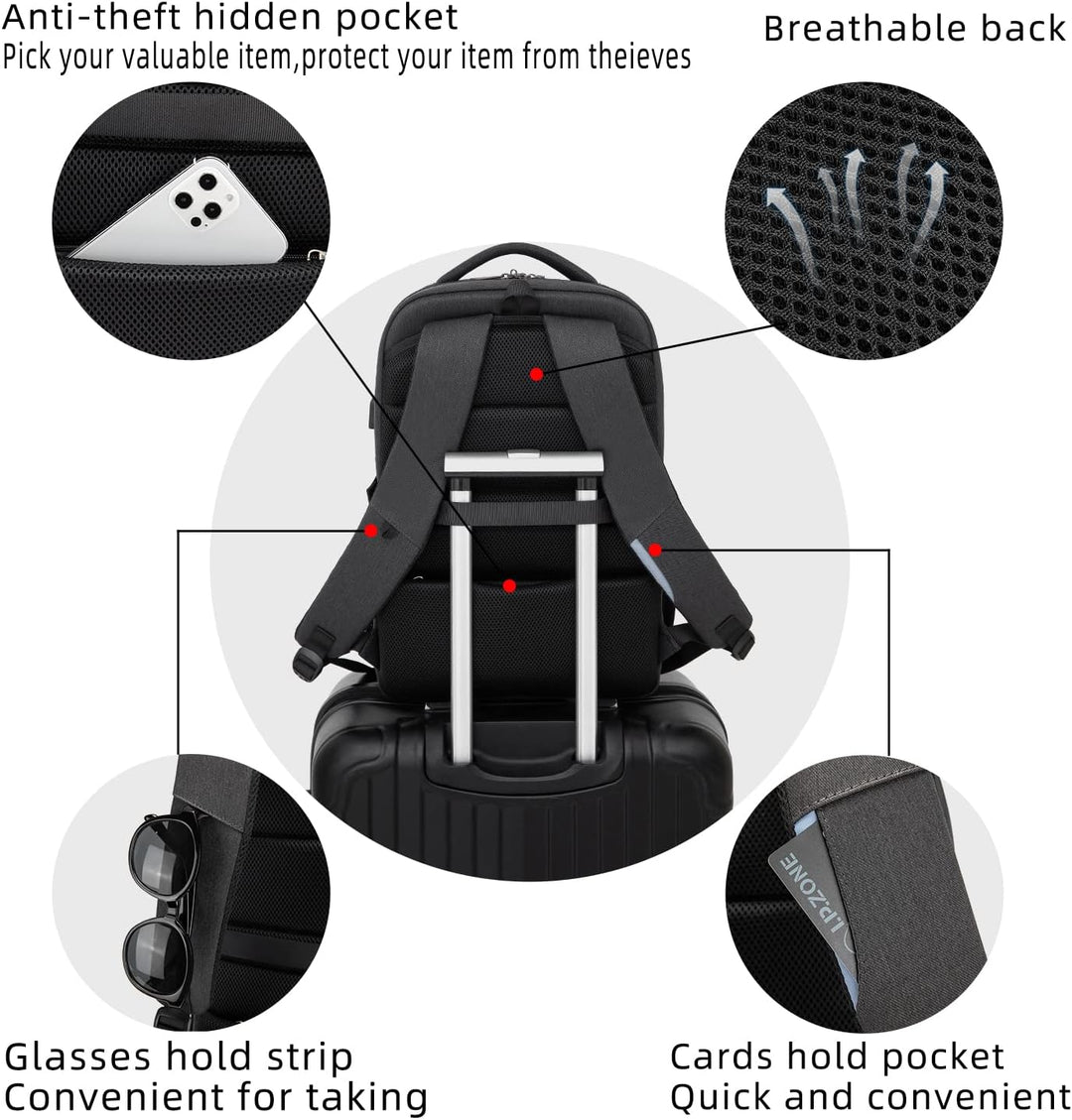 Back view showing ergonomic padded straps of the travel bag