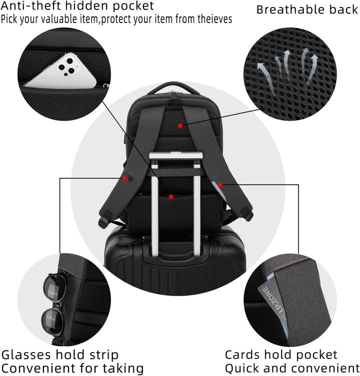 Back view showing ergonomic padded straps of the travel bag