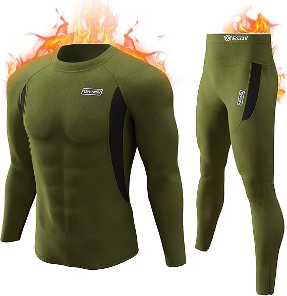 Thermal top and bottoms set in minimalist studio lighting