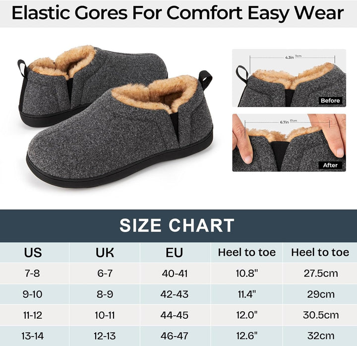 Plush house footwear designed to keep mens feet warm all day