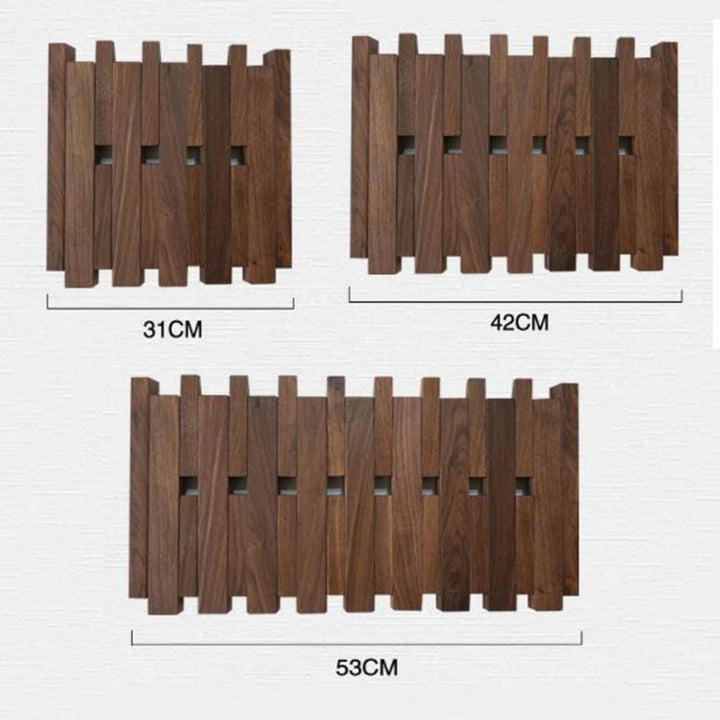 Detailed shot of mounting hardware on the wooden wall rack