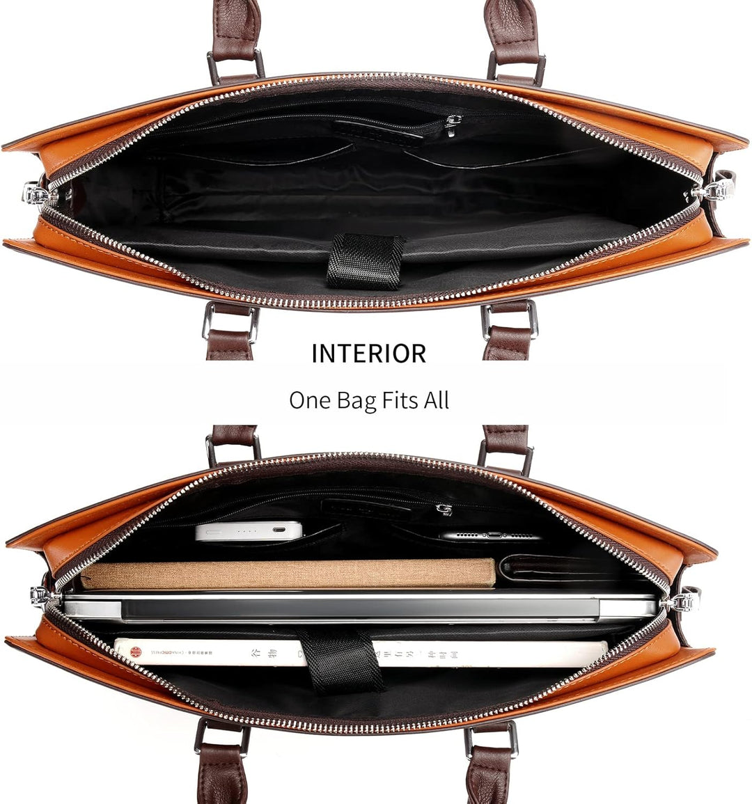 Premium leather business bag with secure zippers