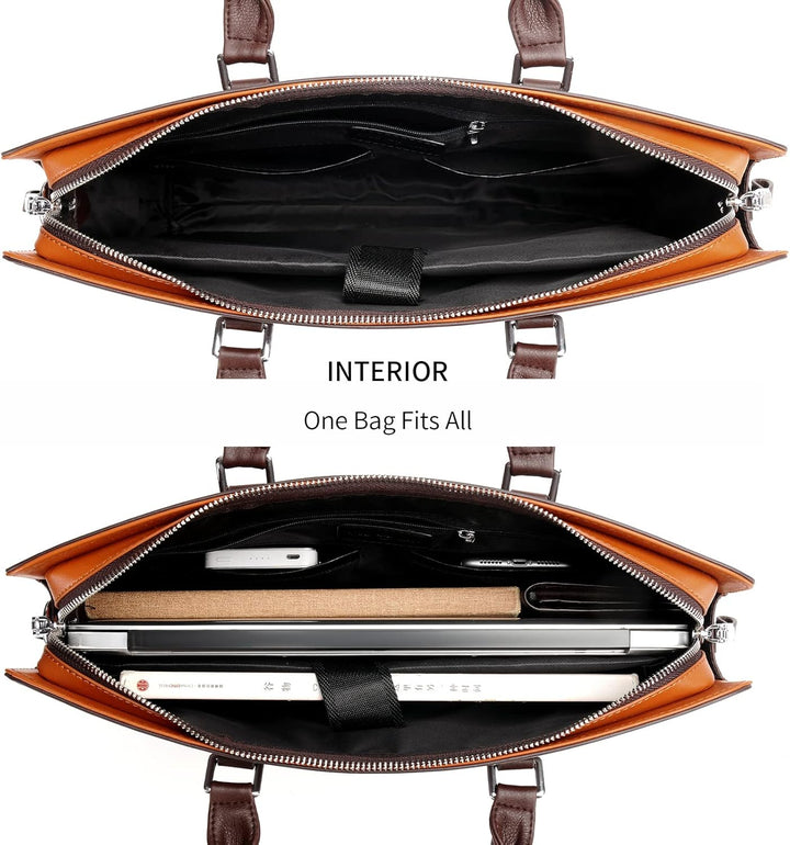 Premium leather business bag with secure zippers